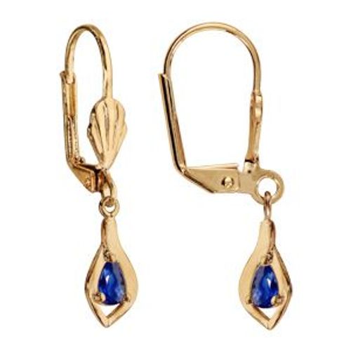 Boucles D'oreilles Plaqué Or Dormeuse Pendant Bleu Foncé