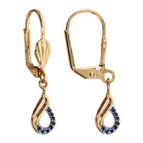 Boucles D'oreilles Plaqué Or Dormeuse Goutte Bleu Foncé