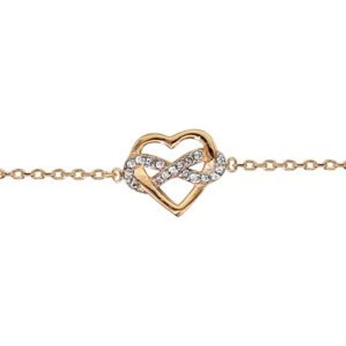 Bracelet Plaqué Or Coeur Infini Oxydes Blancs Sertis 16+2cm