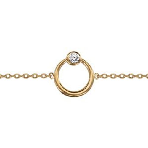 Bracelet Plaqué Or Cercle 1 Oxyde Blanc Serti Clos 16+2cm