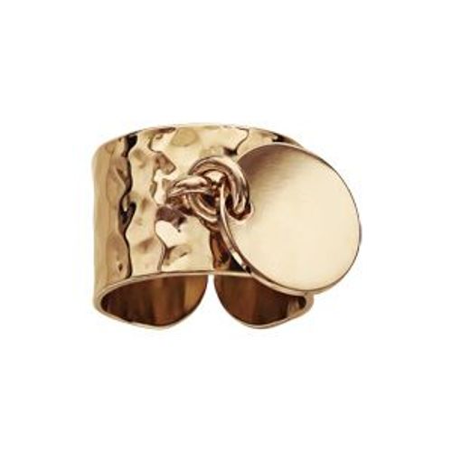 Bague Plaqué Or Martelée Anneau Pastille Ronde