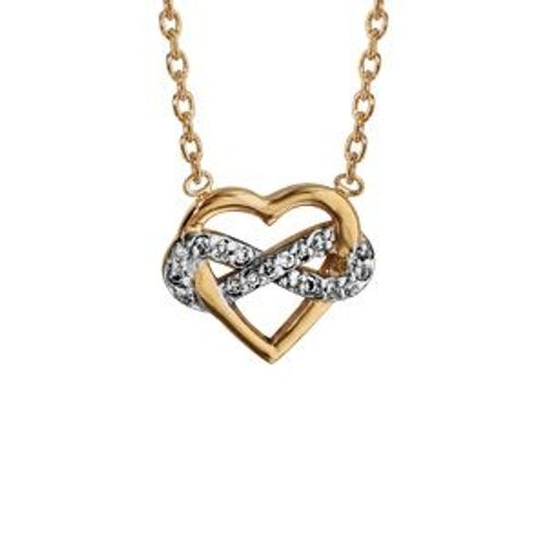 Collier Plaqué Or Coeur Infini Oxydes Blancs Sertis 42cm