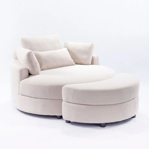 Fauteuil Confortable Yhl Voyura Q-Myd-2306-Beige Tissu Avec Coffre De Rangement - Beige