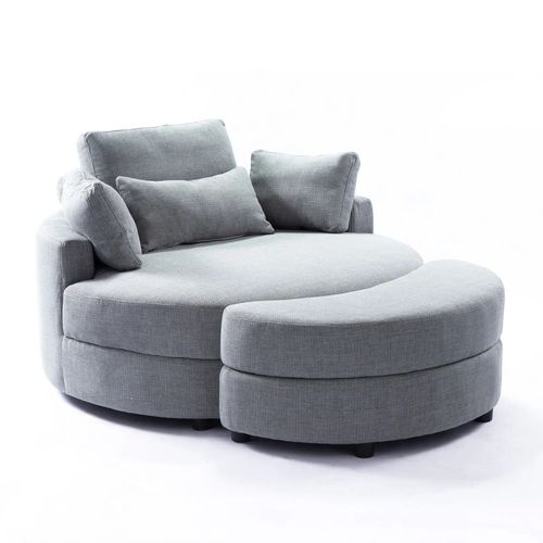 Fauteuil Confortable Yhl Voyura Q-Myd-2306-Lightgrey Tissu Avec Coffre De Rangement - Gris Clair