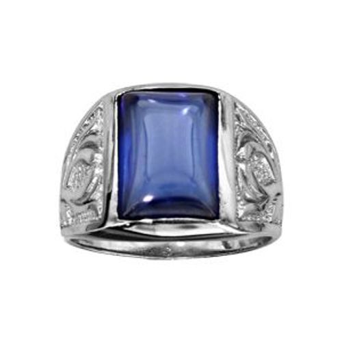 Bague Argent Rhodié Mixte Zirconium Bleu