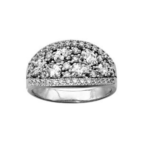 Bague Argent Rhodié Pave Oxydes Blancs Sertis