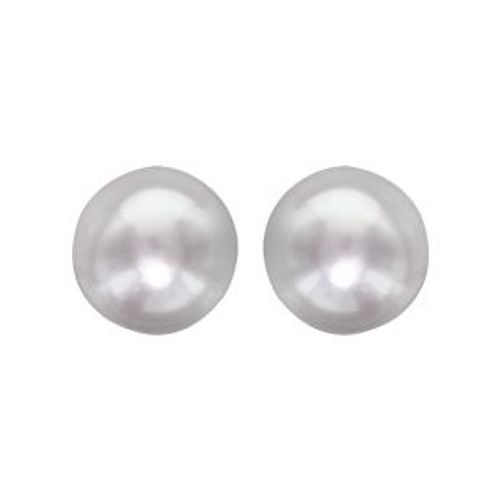 Boucles D'oreilles Tige Argent Rhodié Bouton Perle De Culture D'eau Douce 12mm