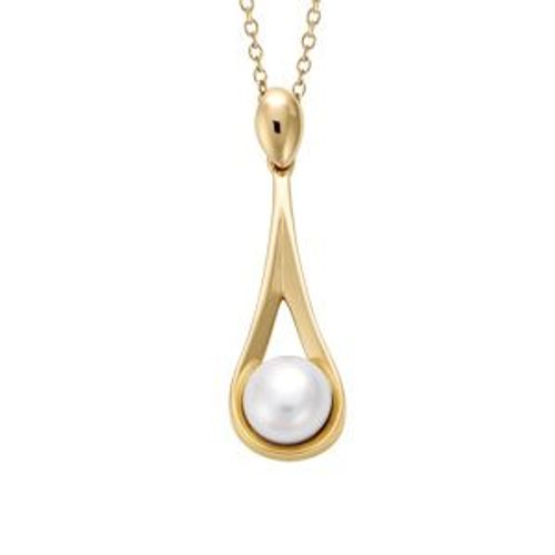 Collier Plaqué Or Pendentif Goutte Perle Blanche De Culture D'eau Douce 40+4cm
