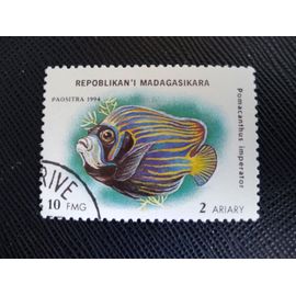 Timbre Madagascar Y T 1398 Poisson-Ange Empereur (Pomacanthus Imperator) 1994 (010609 )