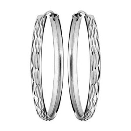 Créoles Argent Rhodié Ruban Diamantées 30mm Intérieur