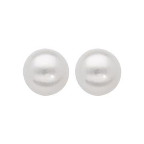 Boucles D'oreilles Tige Argent Rhodié Perle De Culture D'eau Douce 8mm Blanc