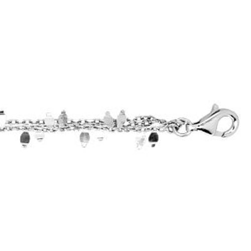 Bracelet Argent Rhodié Triple Chaîne Fantaisie 17+3cm