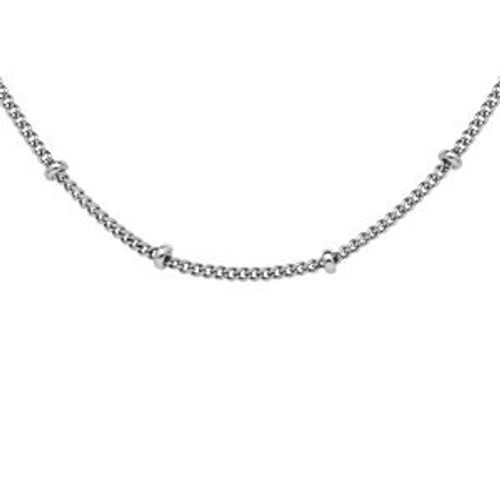 Chaîne Argent Rhodié Gourmette Avec Boules 42cm Réglable 36cm