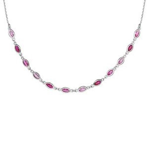 Collier Argent Rhodié Oxydes Dégradé De Rose 38+7cm