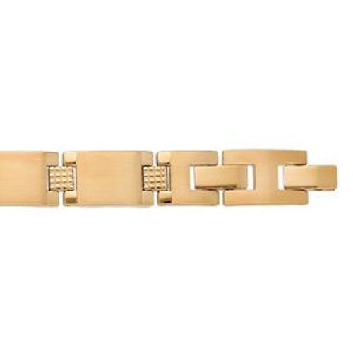 Bracelet Réglable Acier Pvd Jaune 19cm + 2cm Réglabledouble Fermoir