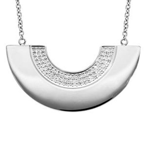 Collier Acier Forme Eventail Avec Cristal Blanc 50x60mm 40+5cm