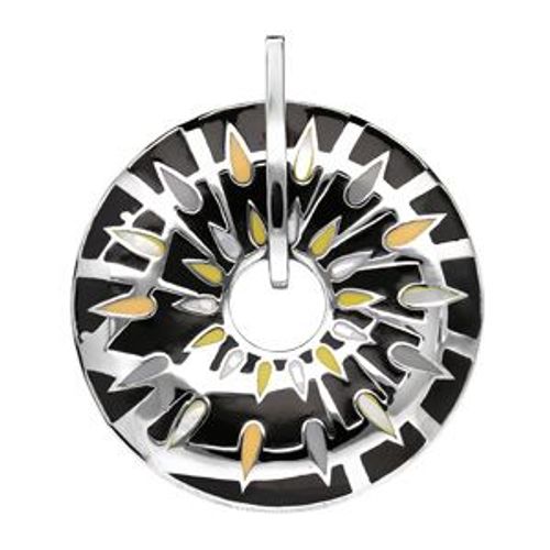 Pendentif Stella Mia Rond Percé Fond Noir Et Nacre