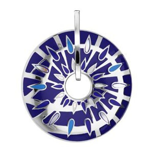 Pendentif Stella Mia Rond Percé Fond Bleu Et Nacre