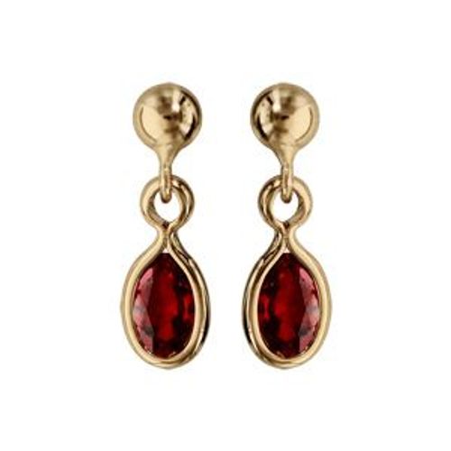 Boucles D'oreilles Tige Plaqué Or Clou Navette Rouge