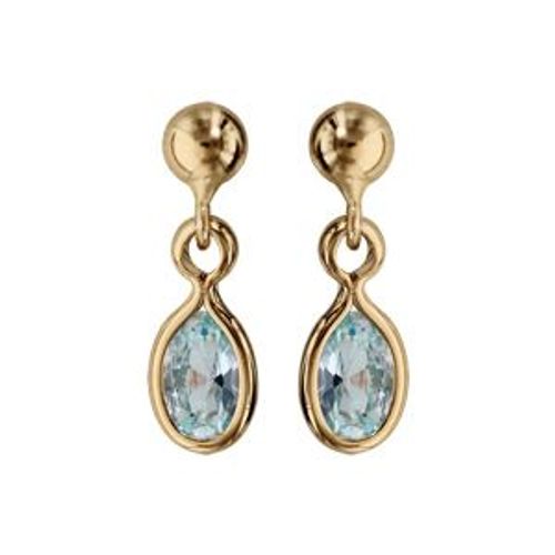 Boucles D'oreilles Tige Plaqué Or Clou Navette Bleu Ciel