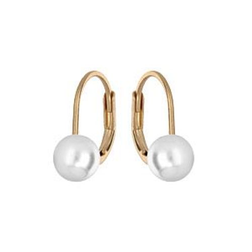Boucles D'oreilles Plaqué Or Dormeuse Perle Imitation 6mm Blanche