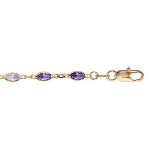 Bracelet Plaqué Or Tutti Frutti Dégradé De Violet 16+3cm