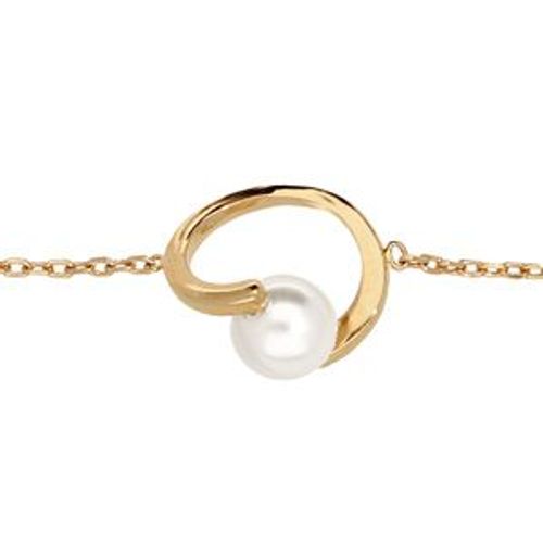 Bracelet Plaqué Or Perle Blanche Imitation 15+2cm
