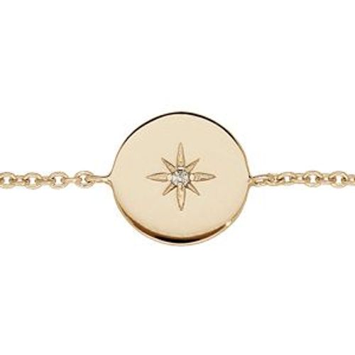 Bracelet Plaqué Or Pastille Avec Étoile Oxyde Blanc Serti 16+3cm