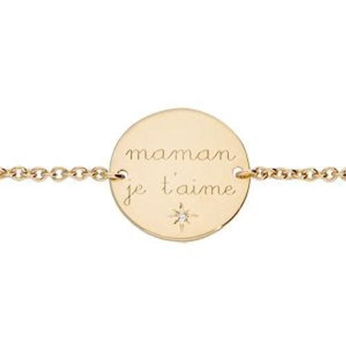 Bracelet Plaqué Or "Maman Je T'aime" 1 Oxyde Blanc Serti 16+3cm