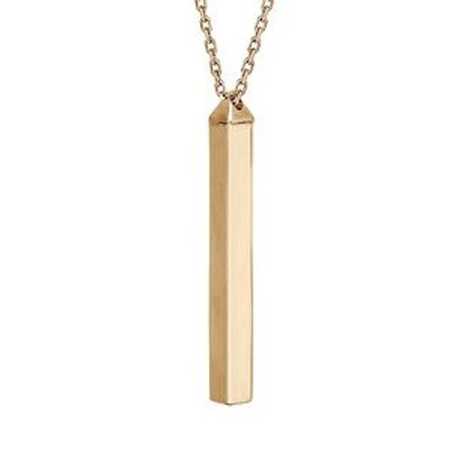 Collier Plaqué Or Jaune Tube 4 Faces À Graver 1, 2, 3 Ou 4 Prénoms 40+5cm