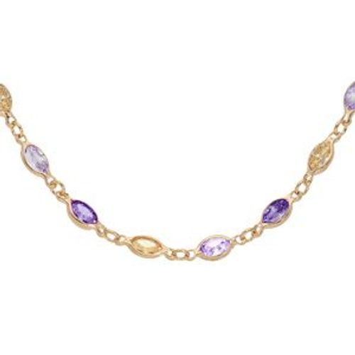 Collier Plaqué Or Tutti Frutti Dégradé Violet Orange 38+7cm