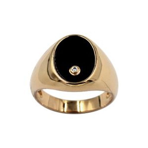 Chevalière Plaqué Or Moyenne 14x10 Calcédoine Avec 1 Oxyde Blanc Serti