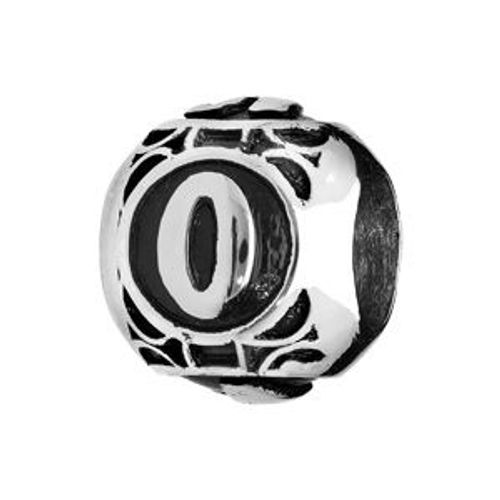 Thabora Charms Acier Boule Alphabet "O" Patiné Noire