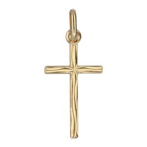 Pendentif Petite Croix Plaqué Or "Gravure Aspect Bois