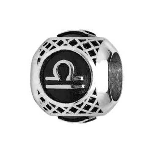 Thabora Charms Acier Boule Zodiaque Balance Patiné Noire