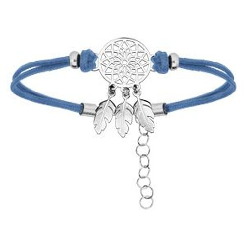 Bracelet Argent Rhodié Cordon Bleu Ciel Attrape Reve 16+3cm