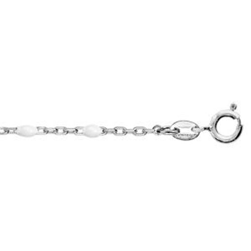 Bracelet Argent Rhodié Olives Résine Blanche 15+3cm