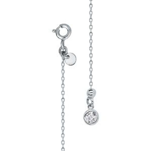 Bijou De Dos Argent Rhodié Chaînette Et Oxyde Blanc Serti Clos 20cm