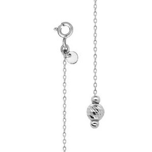 Bijou De Dos Argent Rhodié Chaînette Et Boule Diamanté 20cm