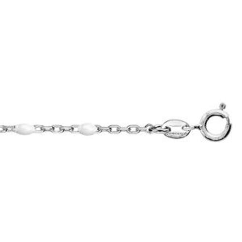 Chaîne Cheville Argent Rhodié Olives Résine Blanche 23+3cm
