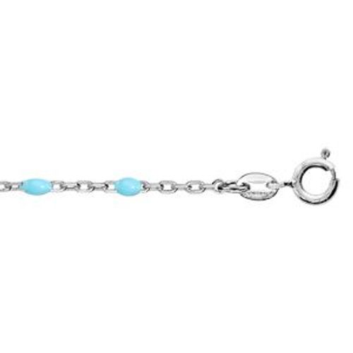 Chaîne Cheville Argent Rhodié Olives Résine Turquoise Imitation 23+3cm