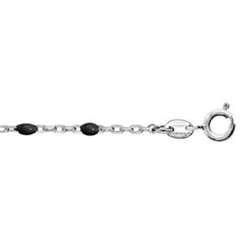 Chaîne Cheville Argent Rhodié Olives Résine Noire 23+3cm