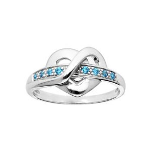 Bague Argent Rhodié Coeur Oxydes Ciel