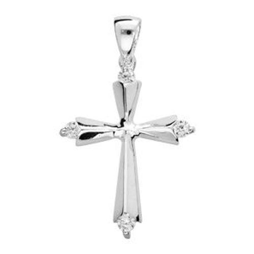 Pendentif Croix 3 Oxydes Blancs Sertis Argent Rhodié Dim 20 Mm X 15 Mm