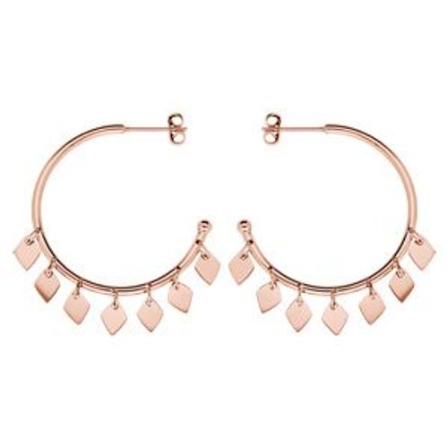Boucles D'oreilles Acier Et Pvd Jaune Créoles 30mm Pampilles Losanges