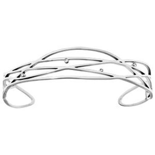 Bracelet Jonc Acier Multi Fils Et Oxydes Blancs 65*50mm