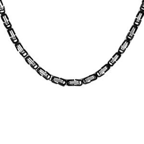 Collier Acier Maille Avec Pvd Noir 55cm