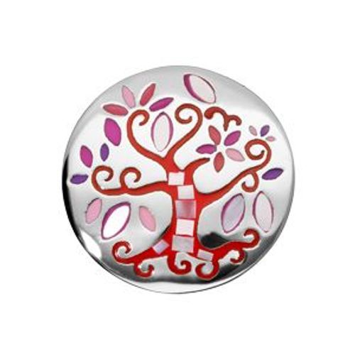 Bague Stella Mia Ronde Arbre De Vie Rouge Et Nacre