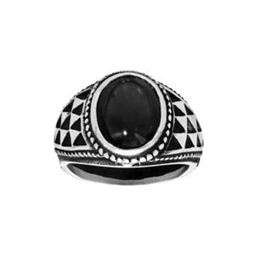 Bague Acier Onyx Noir Imitation