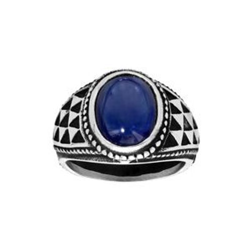Bague Acier Pierre Bleue